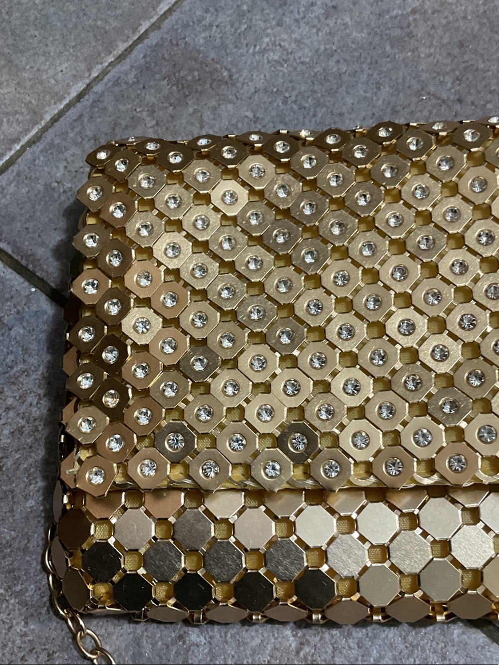 Gold Sequin Chain-Handle Evening Clutch - Picture 2 of 9